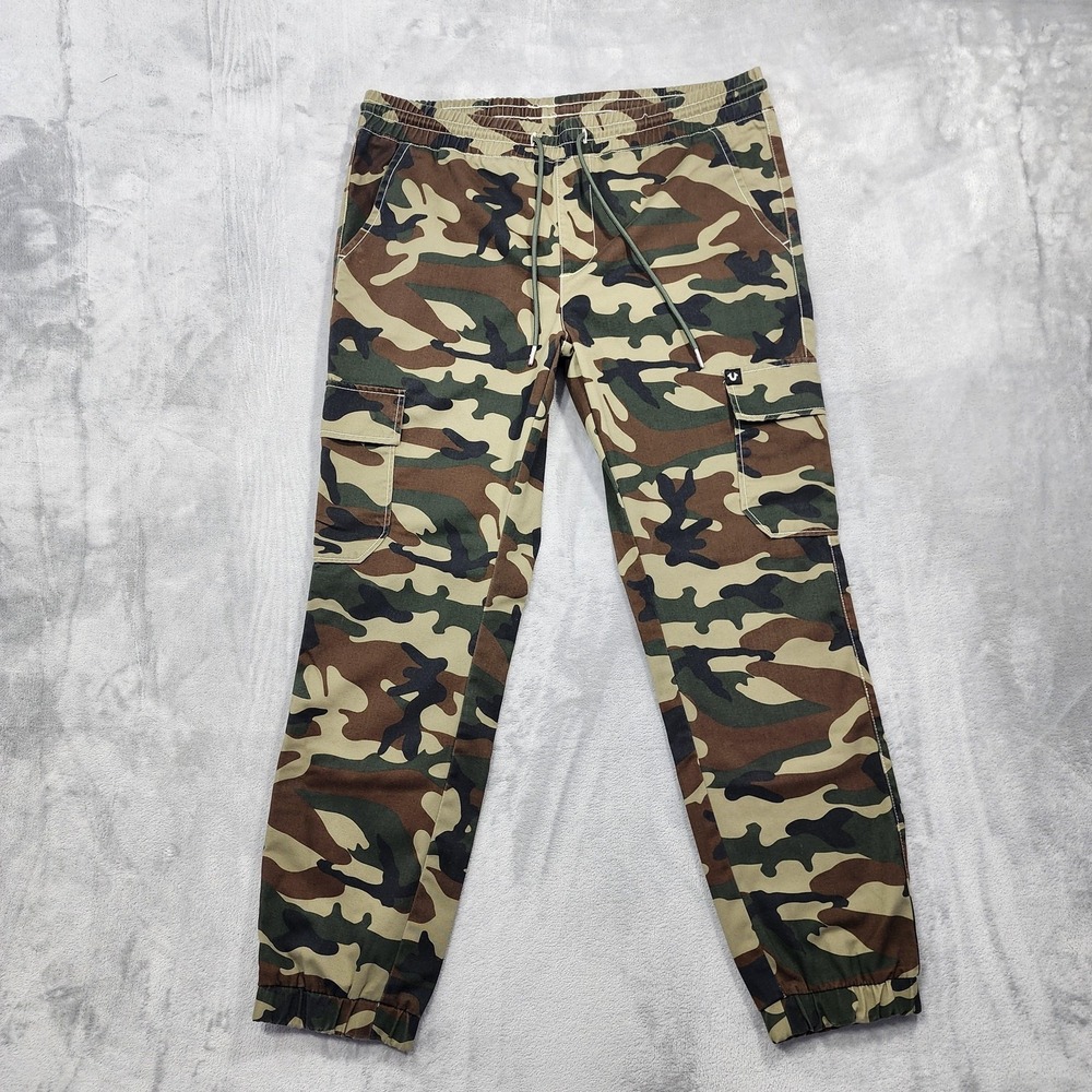True Religion Pants Mens L Green Camo Cargoโ Jogger Hunting Streetwear Casual